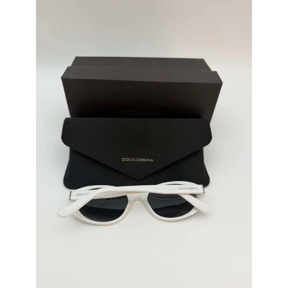 Dolce & Gabbana Oval White Sunglasses Black‎ Lens Authentic Luxury Full Set